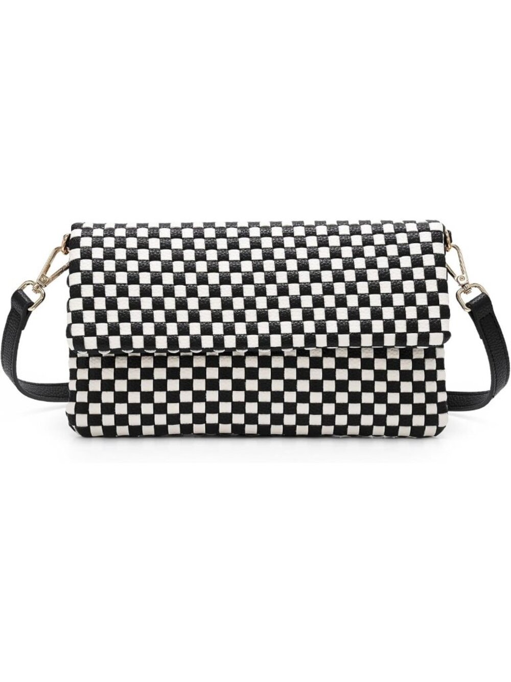 Handmade Vegan Leather Crossbody Bag for Women | Small Woven Purse with Wallet